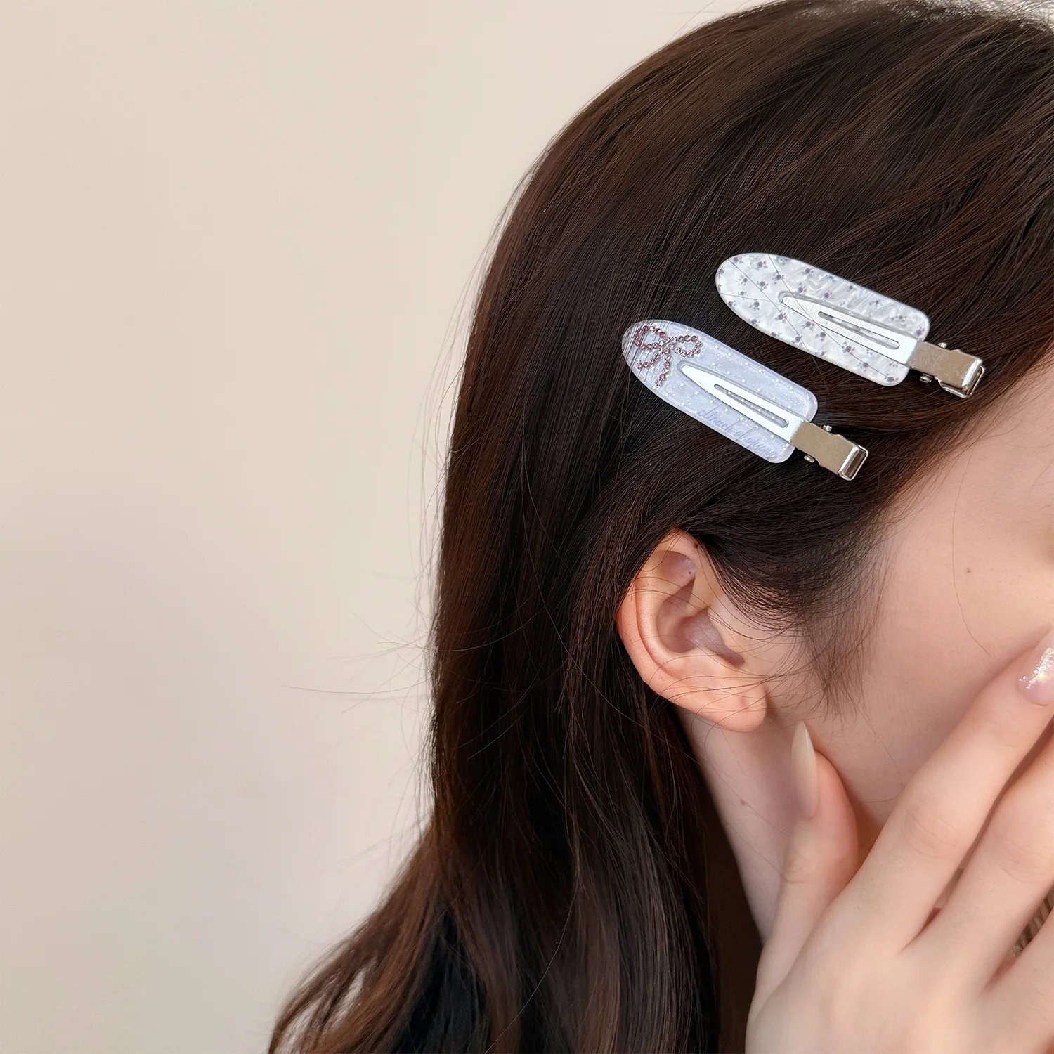 Hair Clips 3 Pack Rhinestone Heart Seamless Side Bangs Styling Korean Sweet Cute Durable Resin Decorative Accessory