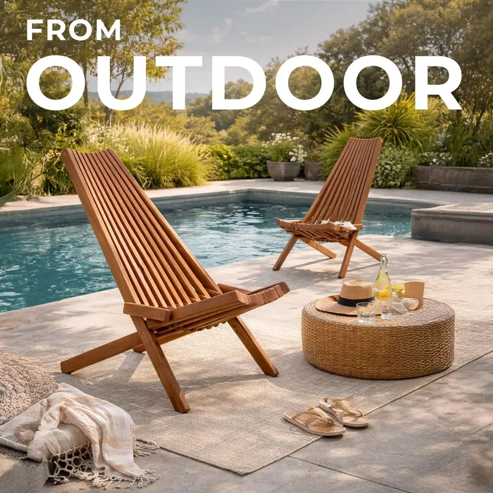 

Деревянные складные стулья Tamarack, стулья Adirondack из акации с низким профилем, сертифицированные FSC, деревянные складные стулья для улицы, патио, веранды