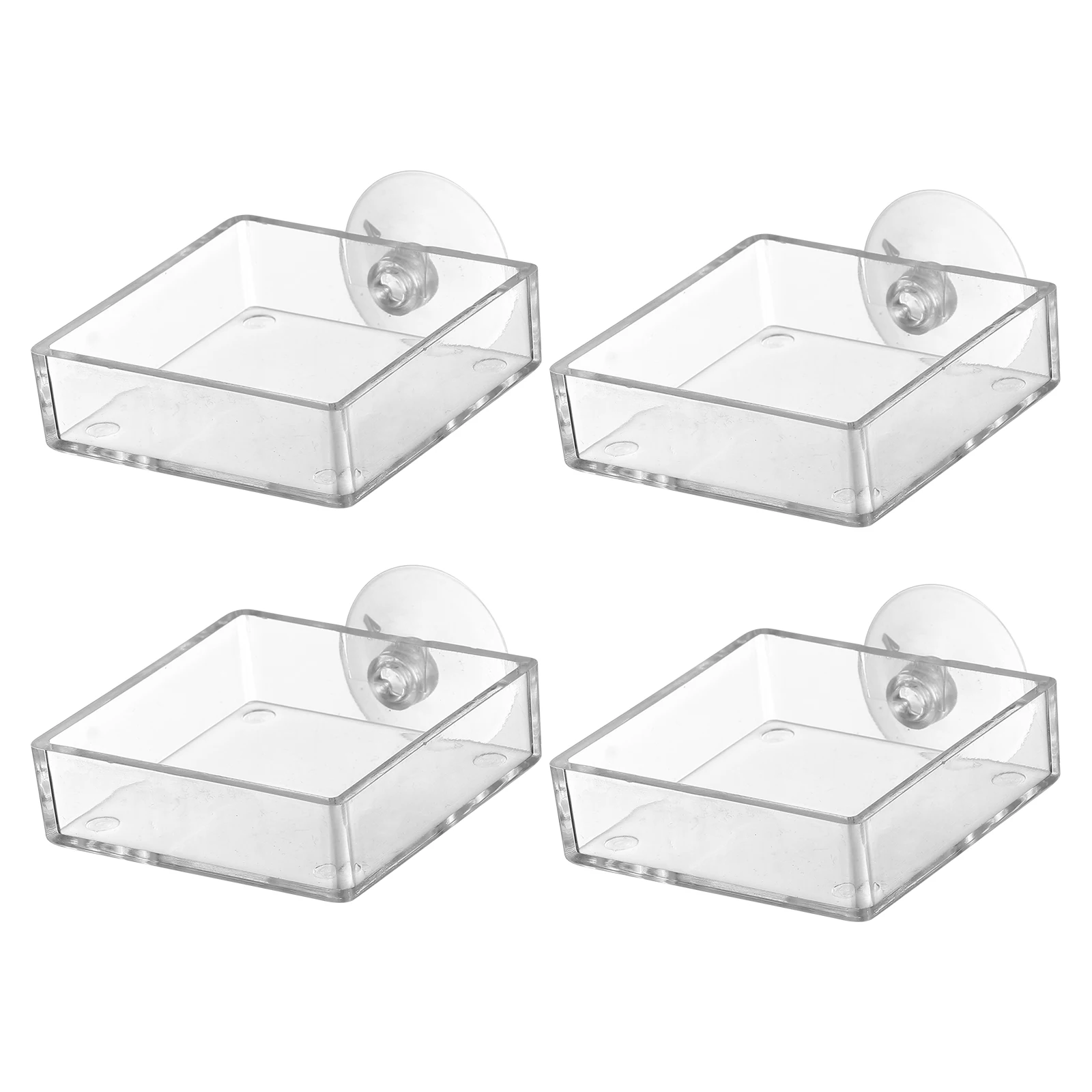 

4 Pcs Acrylic Feeding Bowls Fish Tank Aquarium Shrimp Bowl Adjustable Height Cup Transparent For Fish Shrimp