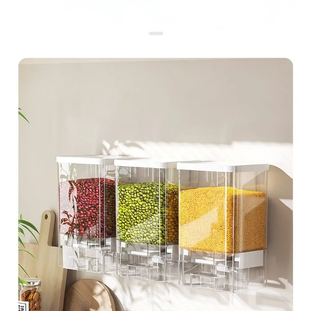 Press Style Detergent Powder Dispenser Wall Mount Storage Case Clear Container Moisture Proof For Laundry Supplies view 6