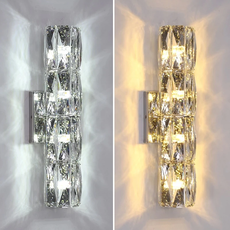 

Modern Advanced LED Crystal Wall Light 3 color Dimmaing 110V 220V Wall Lamp For indoor bedroom headboard living room Lighting