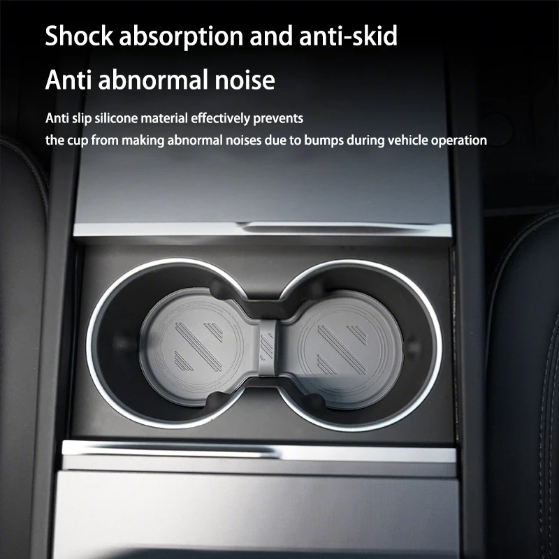 ل تسلا ModelY Juniper Model3 هايلاند كأس الماء حصيرة التحكم المركزي كوب سيليكون حصيرة مقاوم للماء المضادة للانزلاق الملحقات الداخلية #5