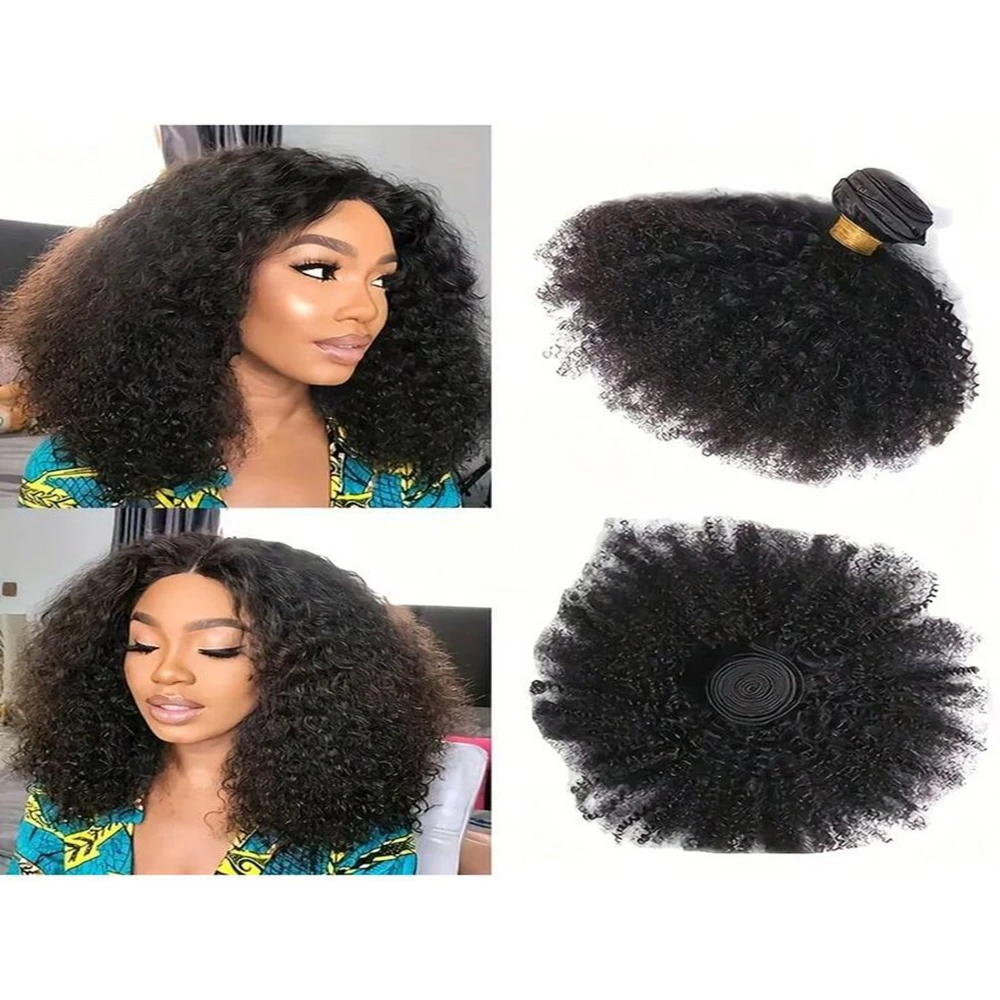 

10-30 дюймов необработанные кудрявые вьющиеся пучки человеческих волос необработанные человеческие волосы 1/3 шт. натуральные черные афро странные вьющиеся волосы