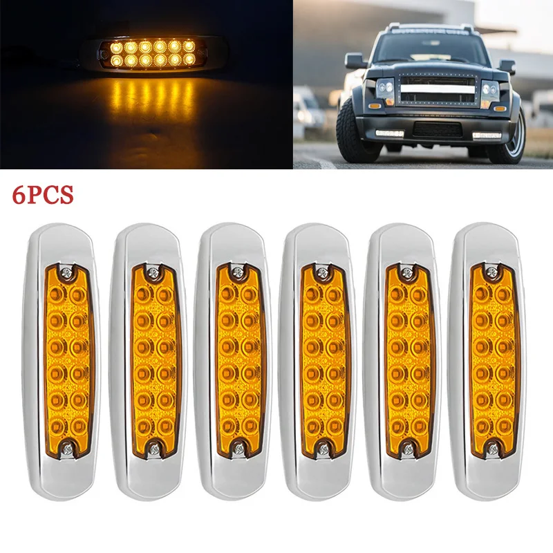 

6Pcs 12-24V LED 12LED Car Side Marker Light Universal For Truck For Truck Trailer Lorry Caravan Waterproof Clearance Light
