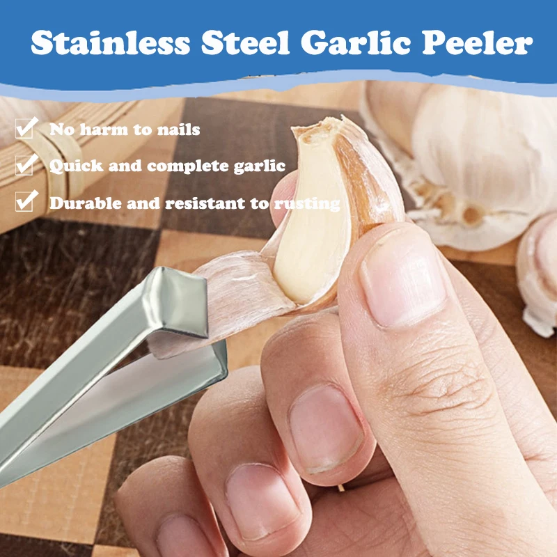 3PCS Stainless Steel Garlic Peeler Quickly Garlic Peeling Pig Hair Plucking Clip Manual Tweezers Gadgets Kitchen Accessories