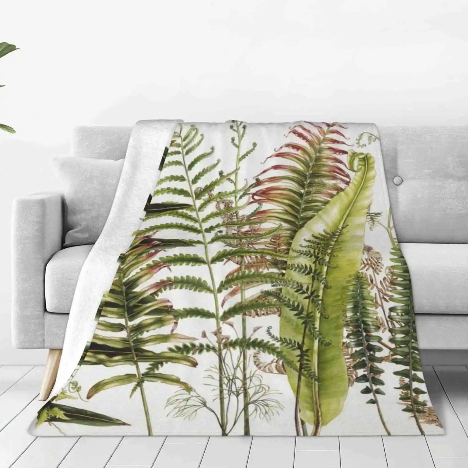 Australian Ferns Latest Super Soft Warm Light Thin Blanket Flora Ferns Watercolour Ocean Life Studio Ocean Lover Australian Art