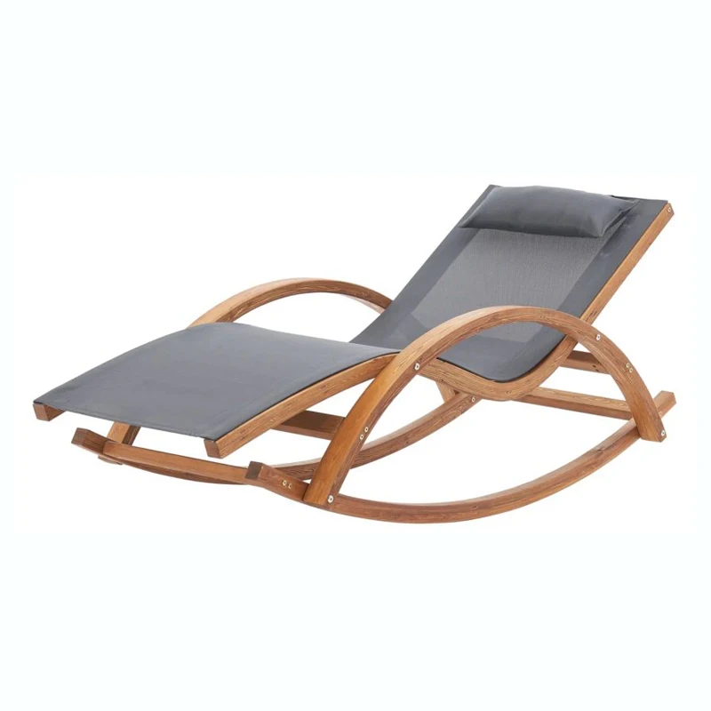 

Sunbed Comfortable Outdoor Wood Rocking Lounger Luxury Beach Long Recliner Solid Long Beach Chair