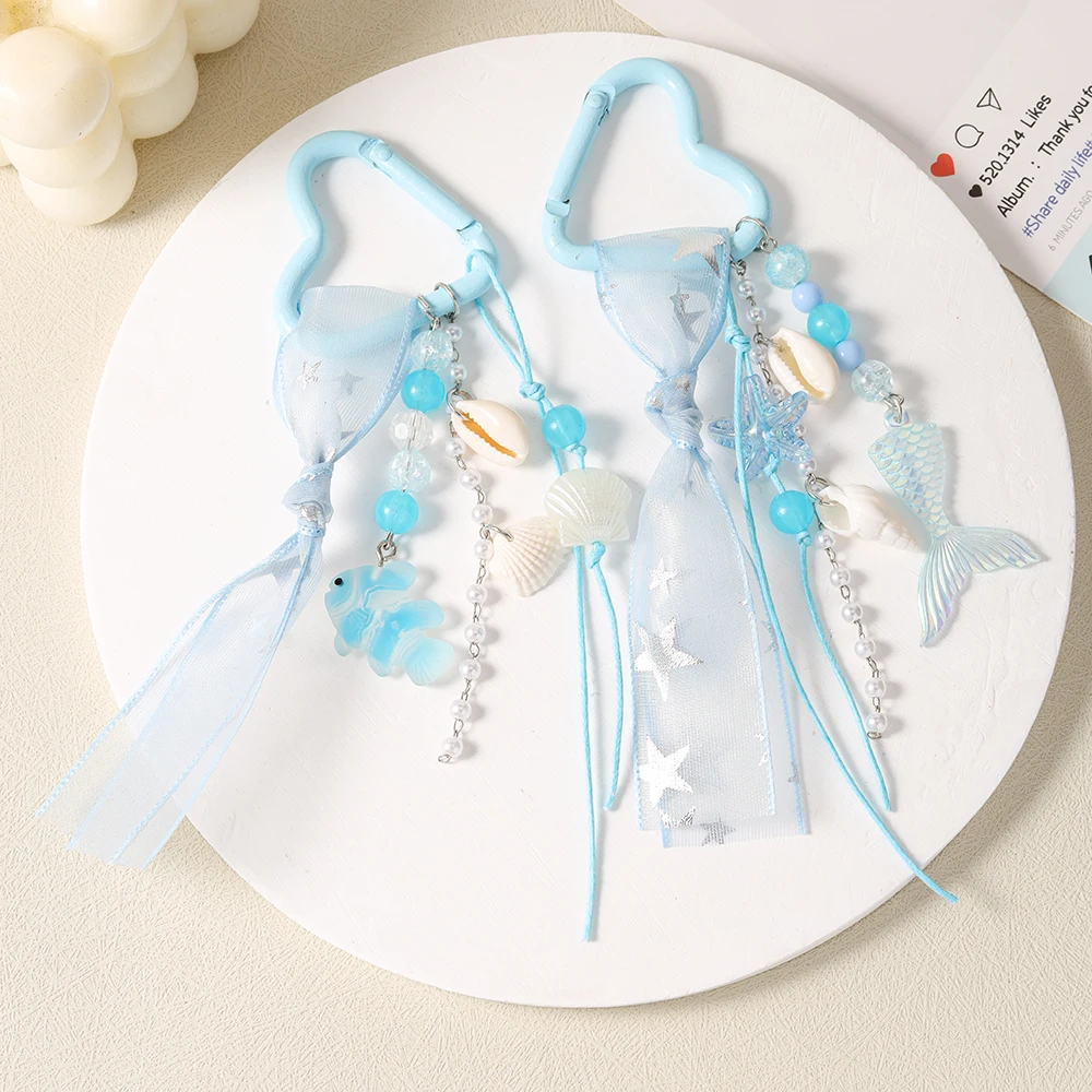 Aihua Fashion Strand-Muschel-Fisch-Seestern-Anhänger Schlüsselanhänger Hübsche Satin-Taschen-Charms Handtaschen-Rucksack-Hosen-Dekoration Geschenke – Detail 3