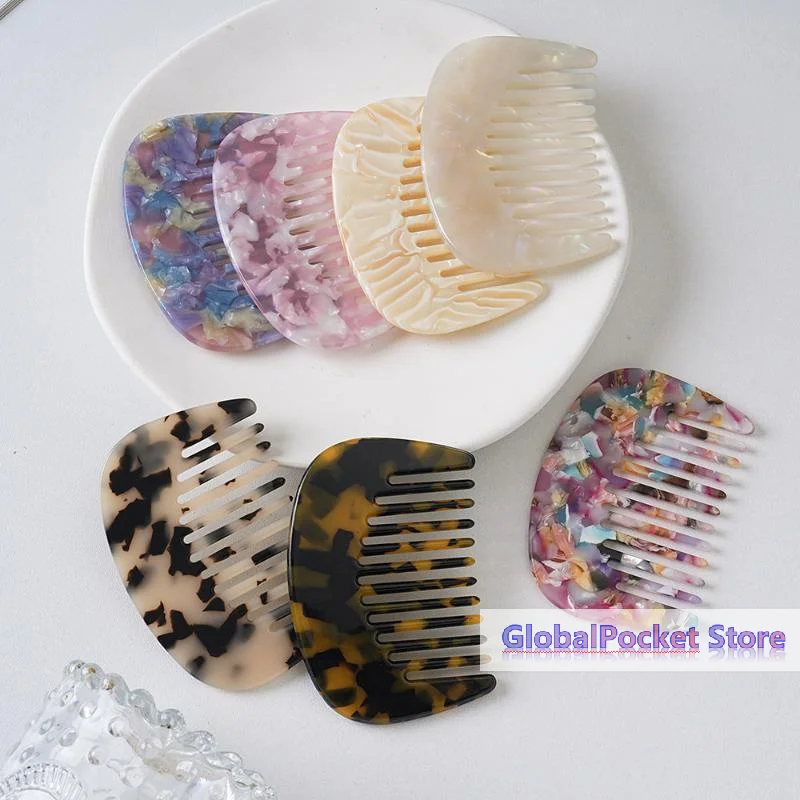 1Pcs Women Girls Retro Marbled Scalp Massage Anti-static Hairbush Portable Comb Acetate Small Hairdressing Comb Styling Tools