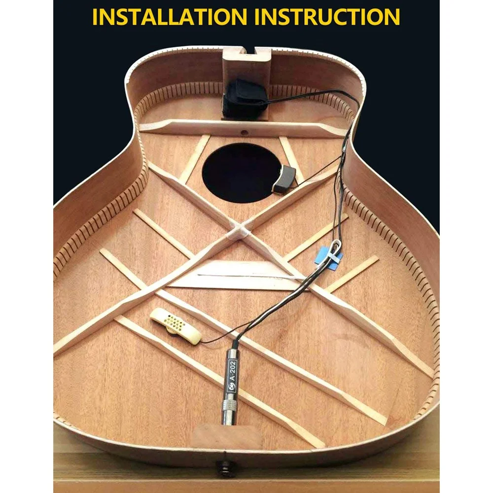 กีตาร์อะคูสติกพื้นบ้าน A-202 กีตาร์ Equalizer Piezo Pickup เครื่องขยายเสียงจูนเนอร์แจ็คเอาต์พุต 6.35 มม.(พร้อมไมโครโฟน) ร้อน