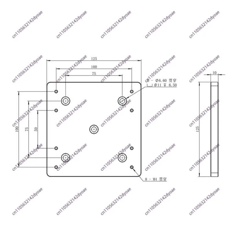 

Адаптерная пластина 125x125x10 мм для линейной платформы, оптическая макетная плата, монтажная основа для прецизионного оборудования