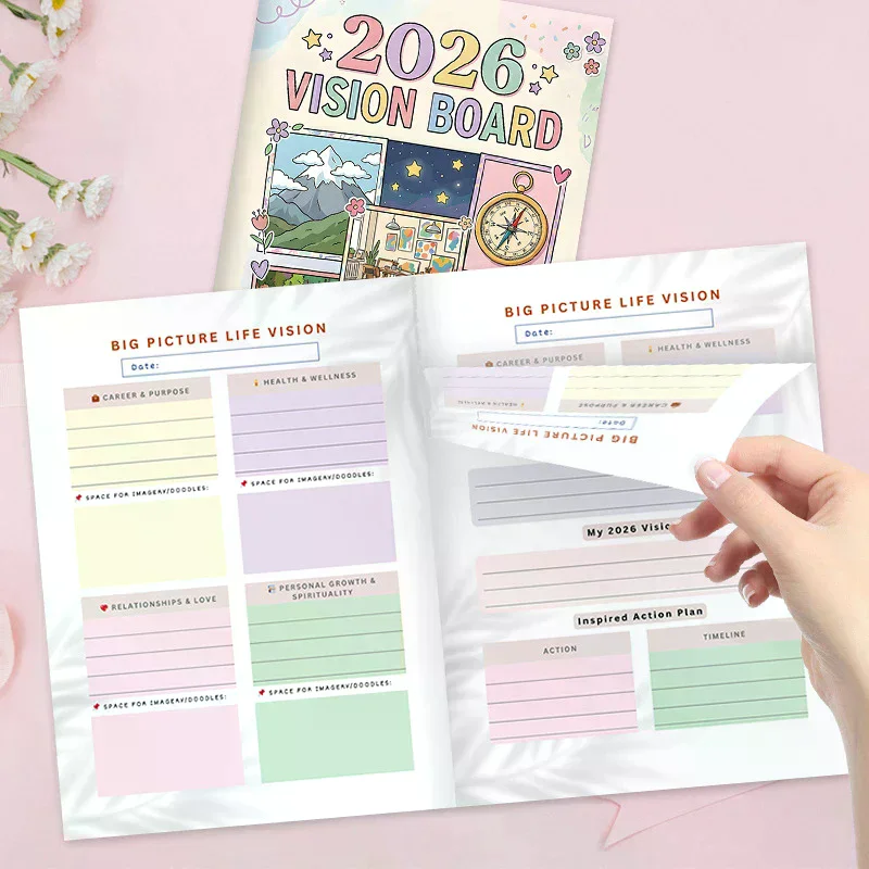 2026 Vision Board & Goal Planner Manifest Your Best Life Monthly Quarterly Strategic Planning SMART Goals Workbook
