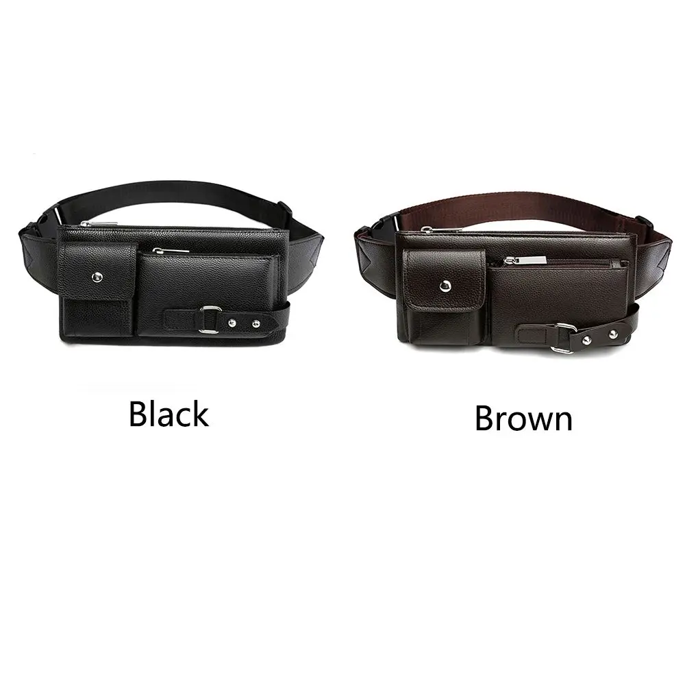 Fashion Men Women Waist Bag Casual Fanny Pack Purse Large Phone Belt Bag Leather Outdoor Travel Phone Bag