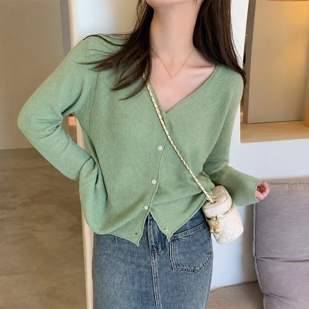 New V-Neck Knitted Sweater Sunscreen Lightweight Women Cardigans Long Sleeve Sweater Cardigan Women
