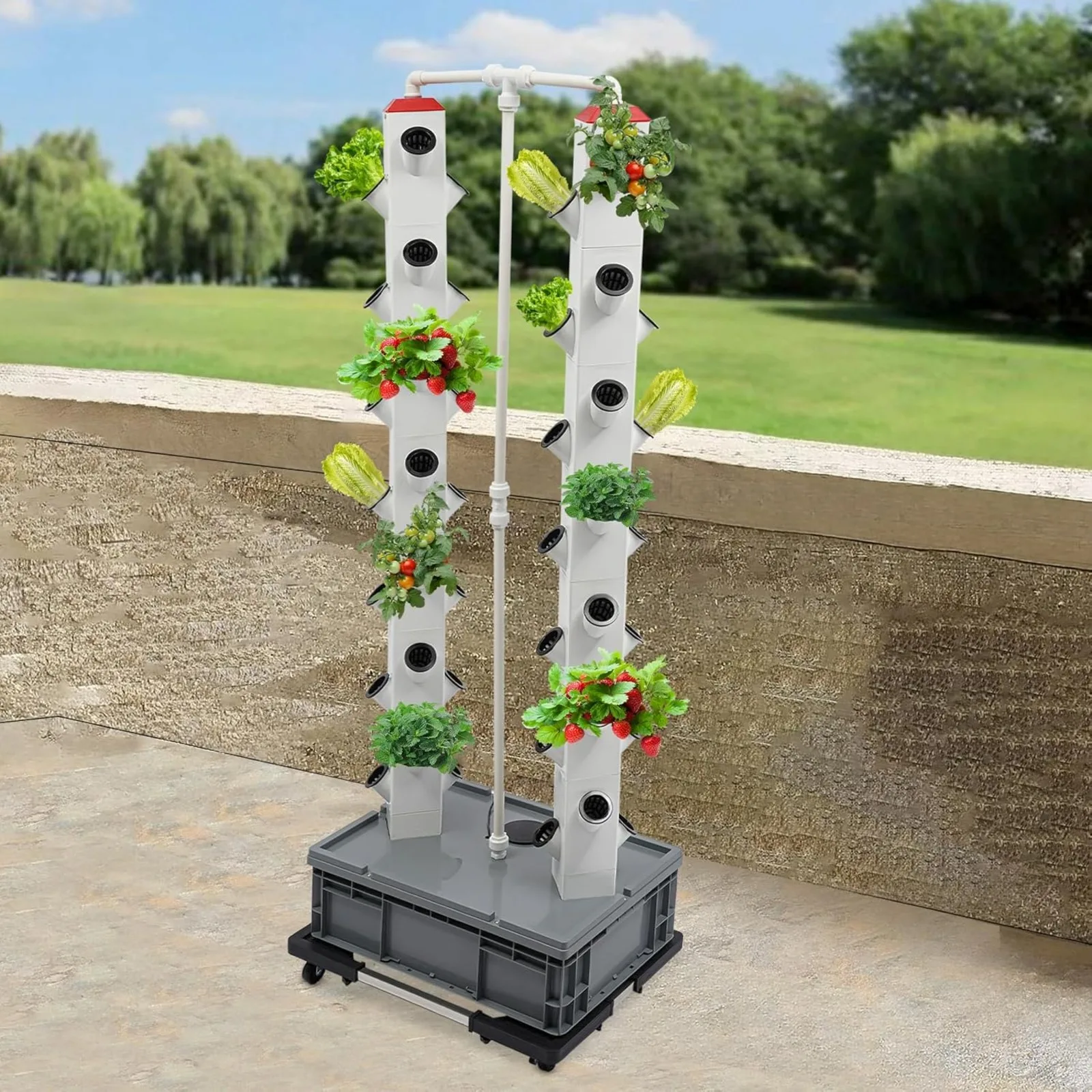 Système hydroponique Oukaning 56 pods avec réservoir d'eau de 30L - Jardin hydroponique vertical en forme de tour, système de culture hydroponique