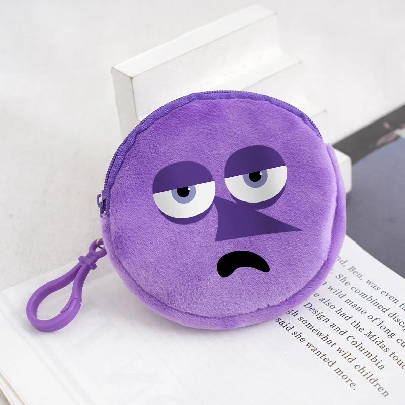 Inside Out 2 Mini Coin Purse Cute Emoticon Children Plush Wallet Girl Boy Round Small Purse Zipper Kid Keychain Pouch Money Bag