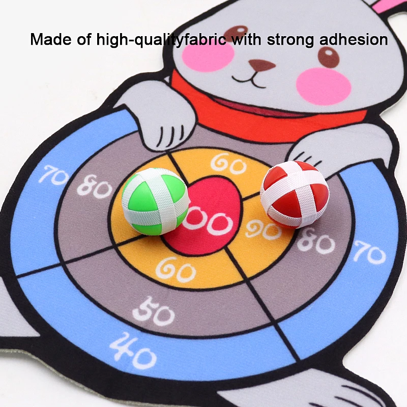 مجموعة لوحة رمي السهام اللزجة على شكل أرنب لطيف، مناسبة لألعاب الرمي التفاعلية الداخلية/الخارجية، بما في ذلك 3 كرات وخطافات