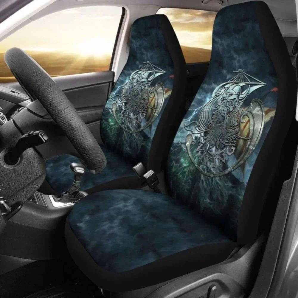 Viking Odin Drakkar Longship Car Seat Covers,Pack of 2 Universal Front Seat Protective Cover