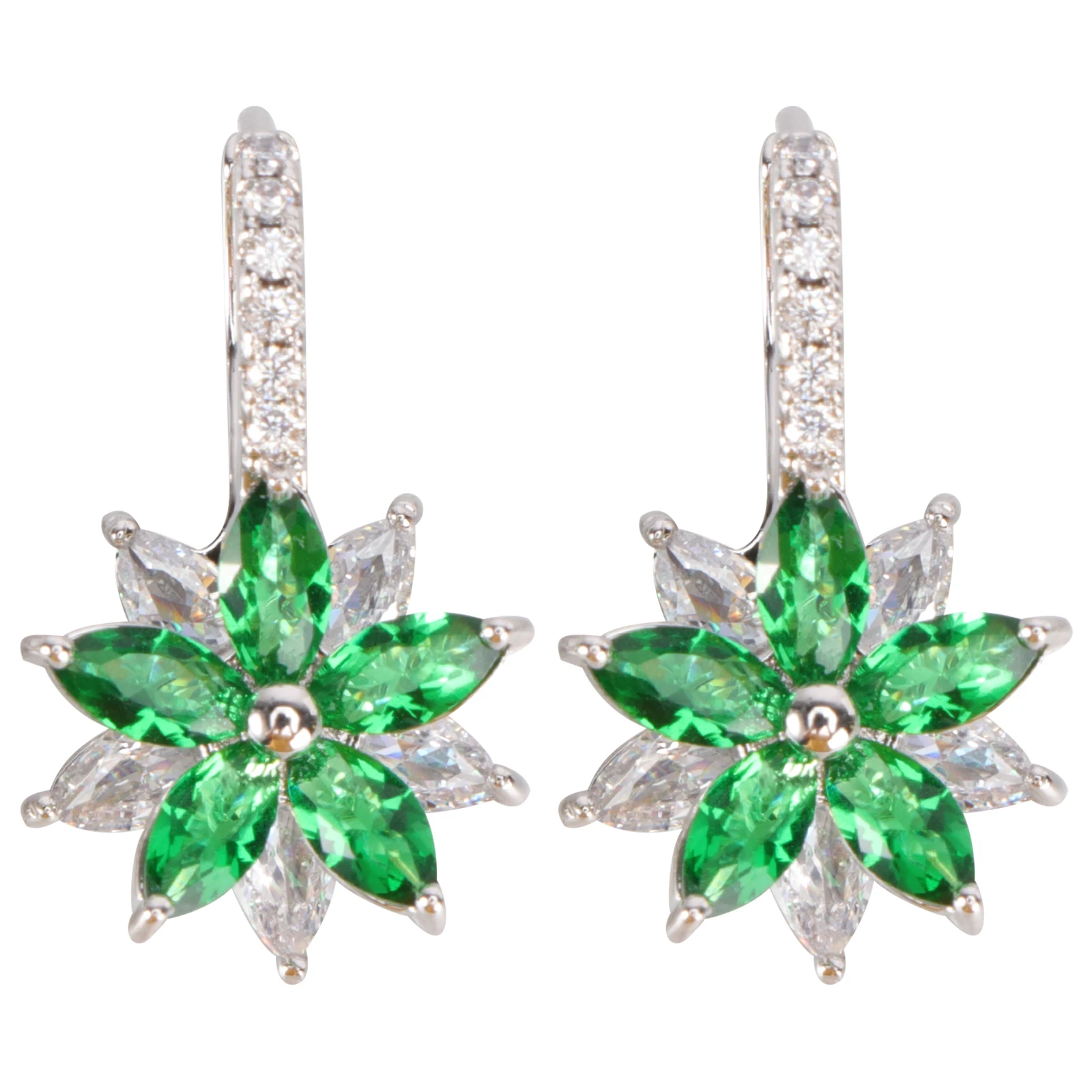 

1 Pair Flower Pendant Earrings Women Zircon Ear Drops Durable Copper Chic Eardrops Fashionable Jewelry Decor Sparkling Ear Clips
