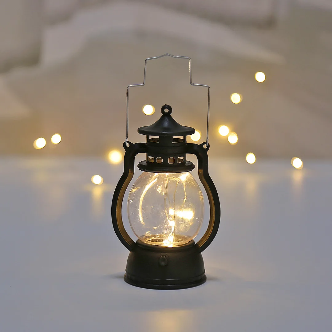 Vintage Lantern Retro Design LED Hanging Oil Lamp Battery Operated Decorative for Home Holiday Christmas Gifts Home Decor