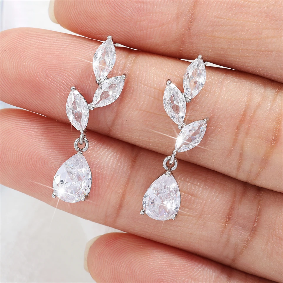 ZAKOL Vintage Flower Shape Zircon Water Drop Crystal Pendant Dangle Women\'s Earrings Bridal Wedding Jewelry 2026 Trend