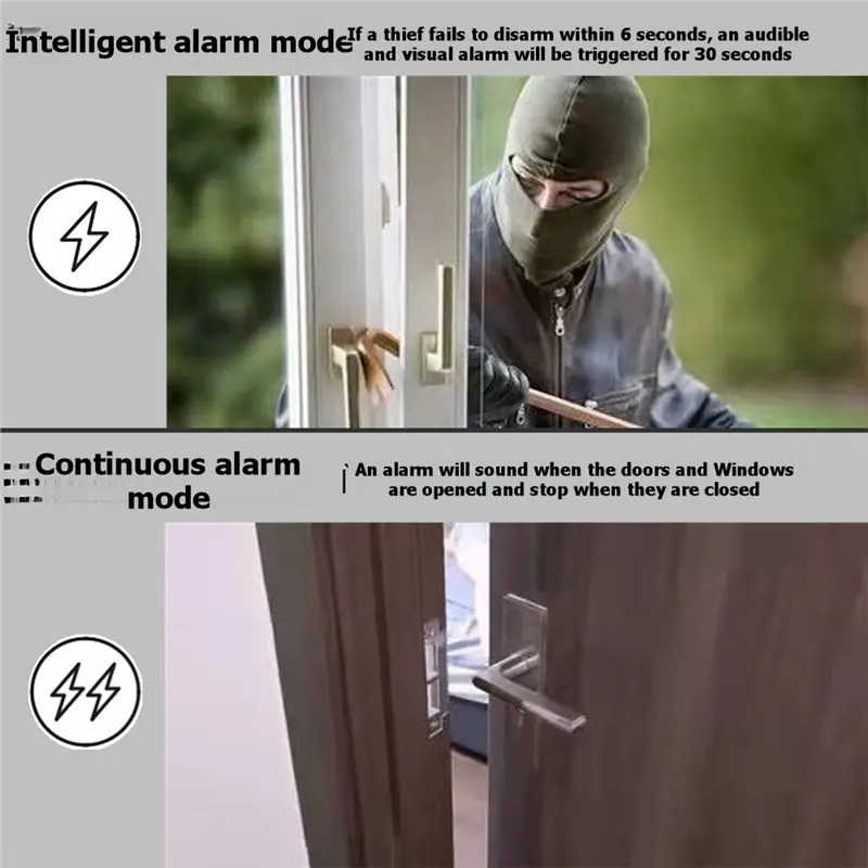 A42T-Multi-Function 4In1 Door And Window Magnetic Alarm Touch Button 125Db Displaced Sensor