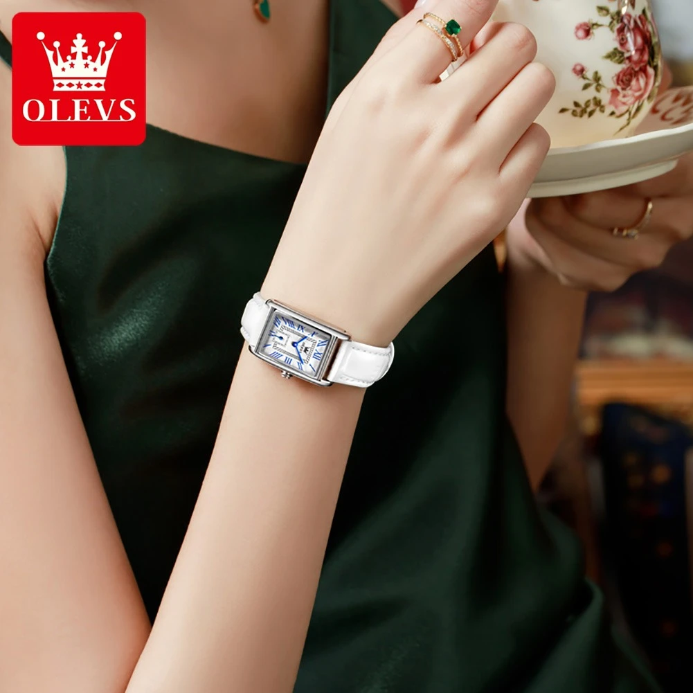 OLEVS 6625 Quartz Fashion Watch Leather Watchband Round-dial