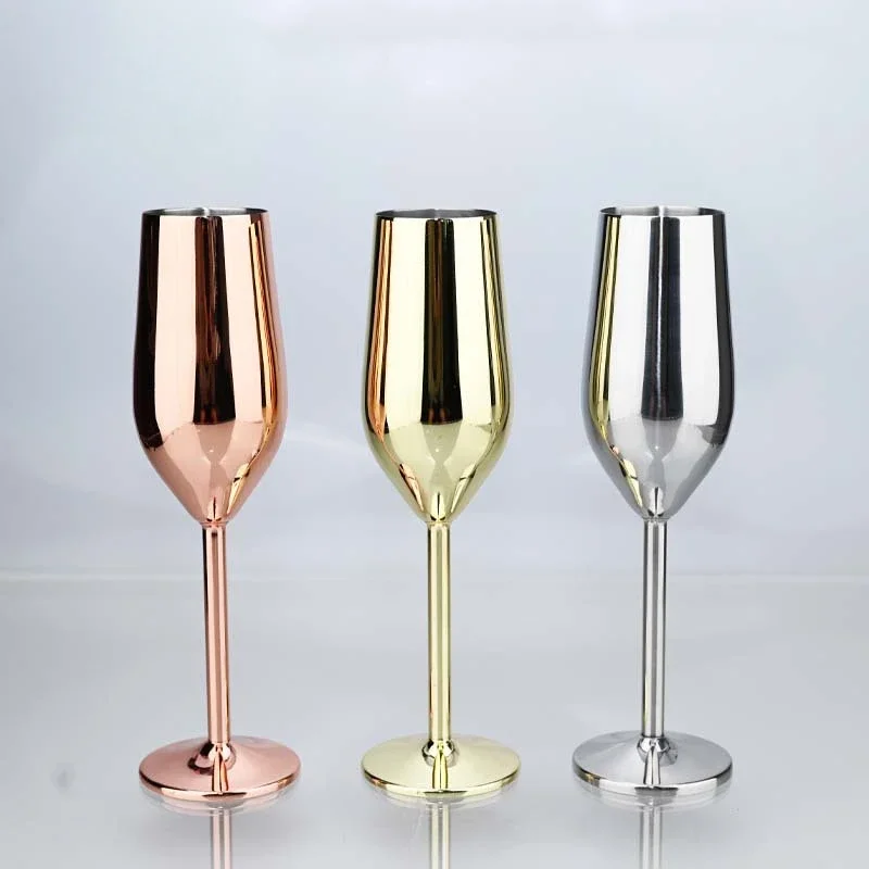New drop-resistant European home bar 304 stainless steel champagne goblet creative cocktail metal goblet bar wine glass