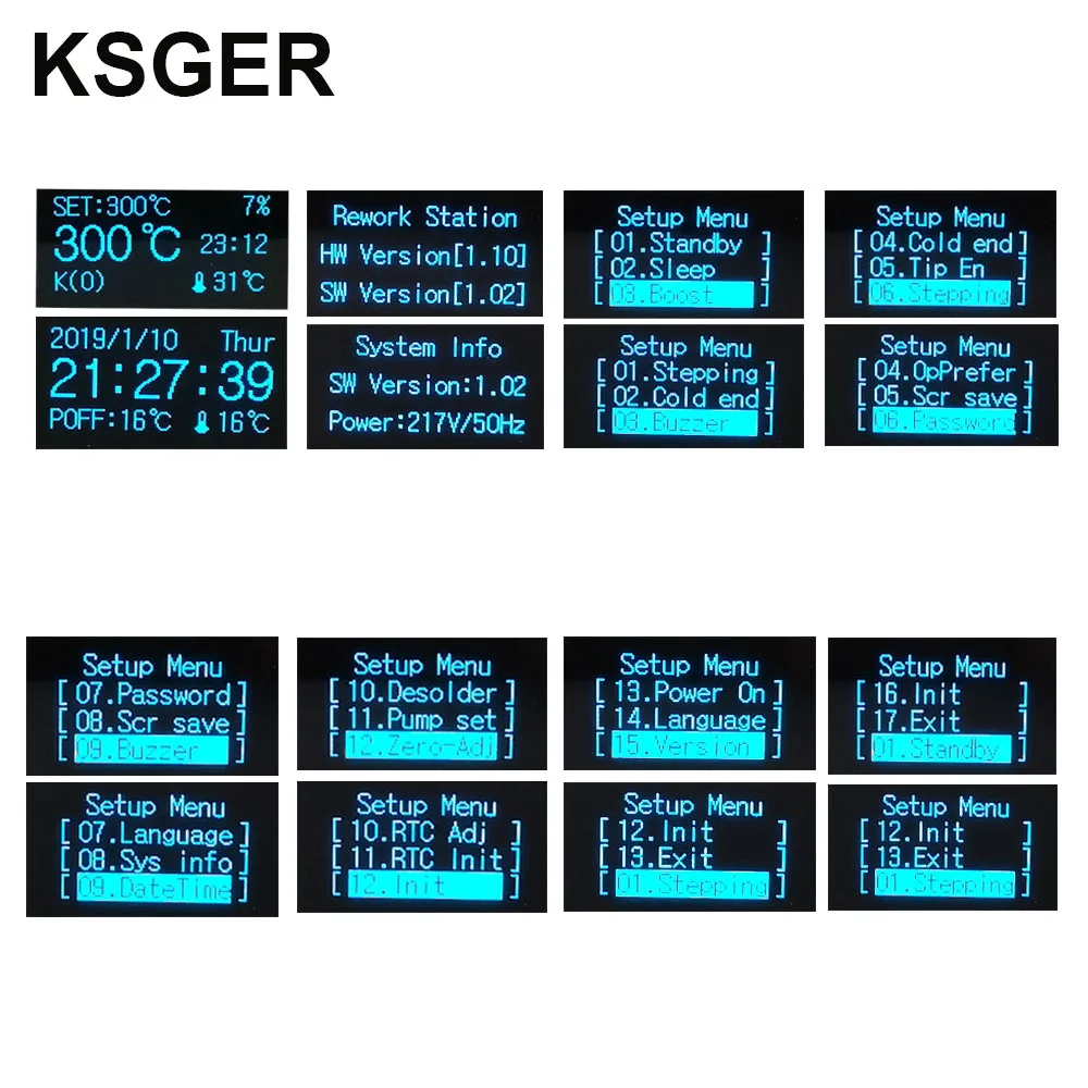 KSGER 2 in 1 stazione di saldatura T12 STM32 OLED essiccatore d\'aria fai da te 9501 manico in lega di alluminio pistola ad aria calda stazione di