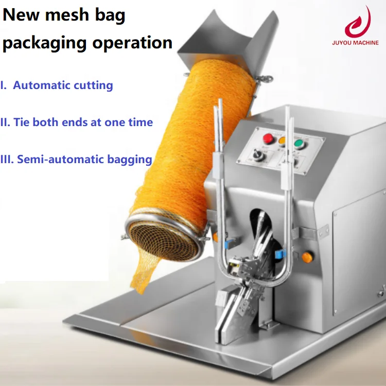 JUYOU Semi Automatic Fruit And Vegetables Mesh Bag Packing Clipping Machine For Small Factory