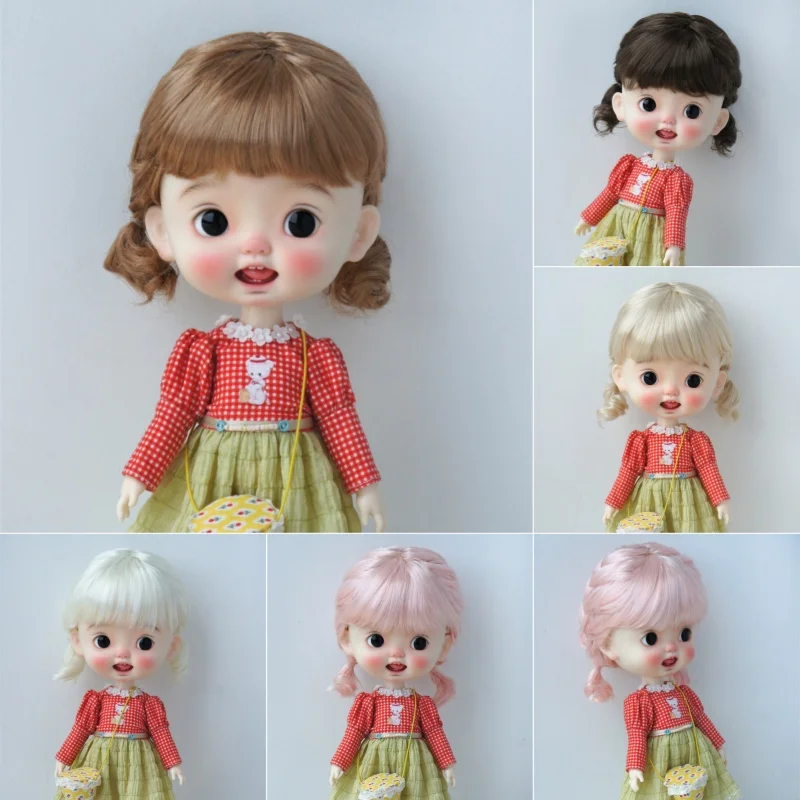 Fujusuns boneca acessórios jd571 9-10 polegadas 10-11 polegadas 11-12 polegadas tranças encaracoladas inteligentes cabelo curto anna sintético mohair perucas de boneca bjd