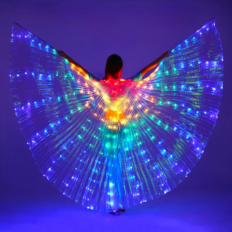 Costume adulto alato arcobaleno Circus Led Light incandescente Costume Party Show Isis Winged Dancer