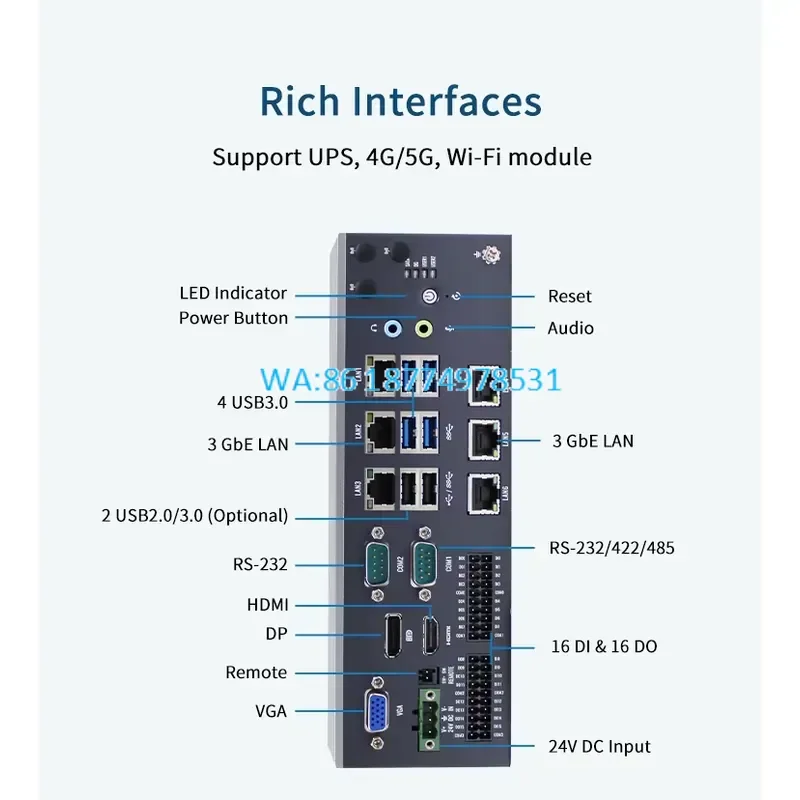 Wmwmnu for Core I3 I5 I7 10th 11th Gen Embedded Industrial PC Mini Computer 3 Display Ports 8GB to 64GB RAM 128GB to