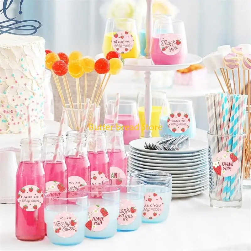 

W89C 500 шт., наклейка «Спасибо, клубника» для печати, конверта, карты, сумки для конфет, свадьбы