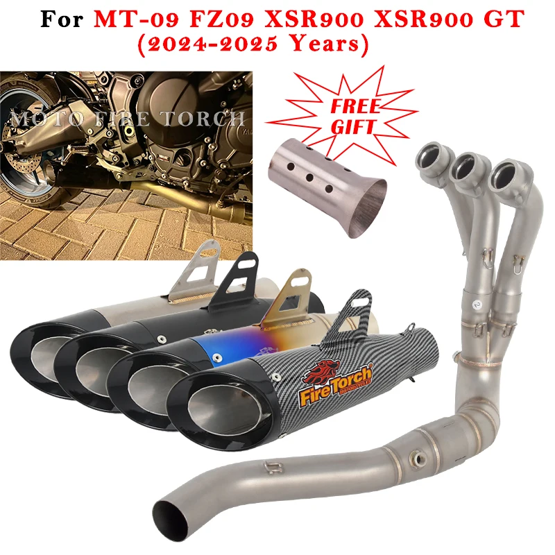 

Motorcycle Exhaust Escape Modified Full System Muffler Front Middle Link Pipe For YAMAHA MT-09 MT 09 FZ09 XSR900 GT 2024 2025