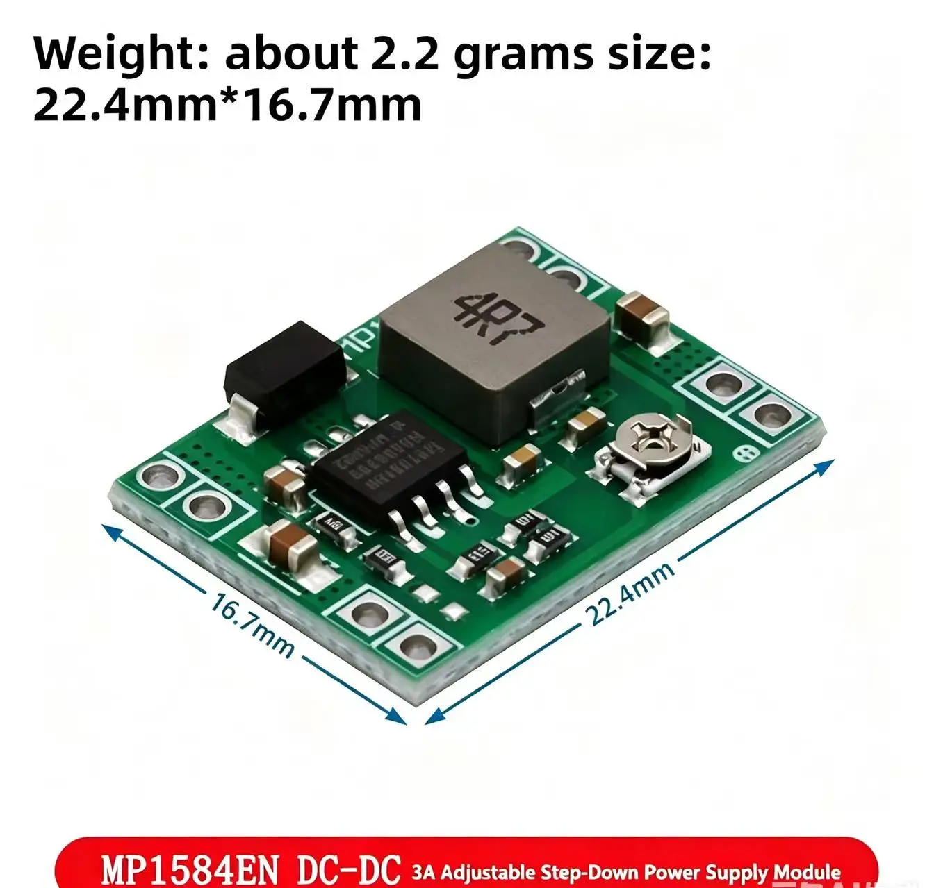 MP1584EN DC-DC Step-Down Power Module, 3A Adjustable Step-Down Module, Outperforms LM2596, Compact Size