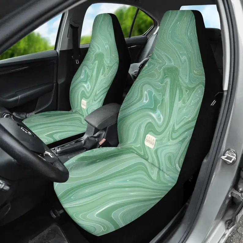 

Sage Green Groovy Waves Cute Retro Boho Hippie Car Seat Covers for Vehicle for Women, Set of 2 for Car for Front Seat Protectors