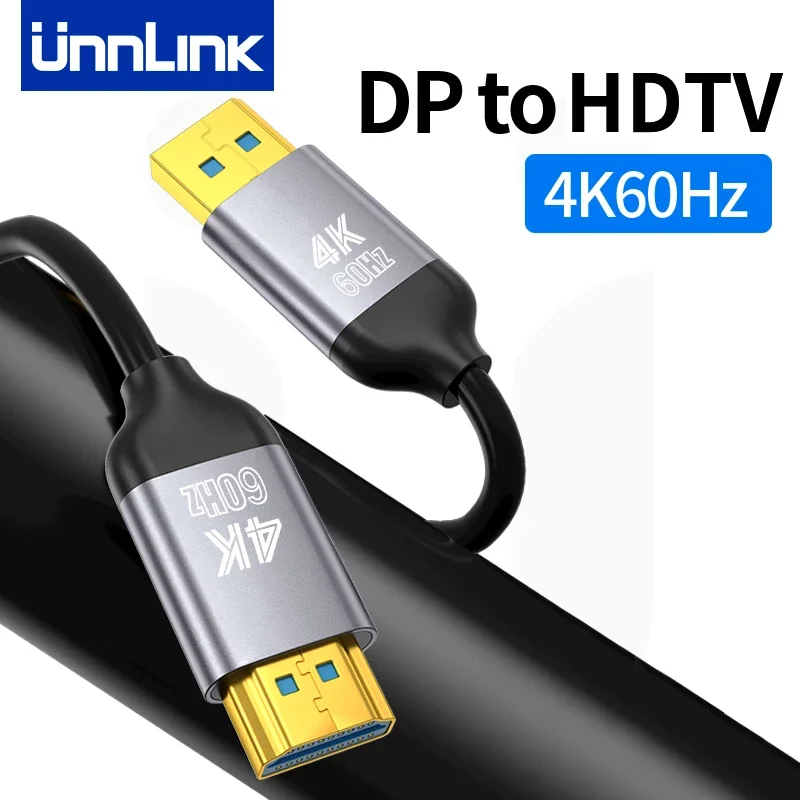 DP to HDMI 4K 60Hz 컨버터, 디스플레이 포트 to HDMI 어댑터, 그래픽 카드 PC to HD TV 모니터 프로젝터 케이블 연결 해제