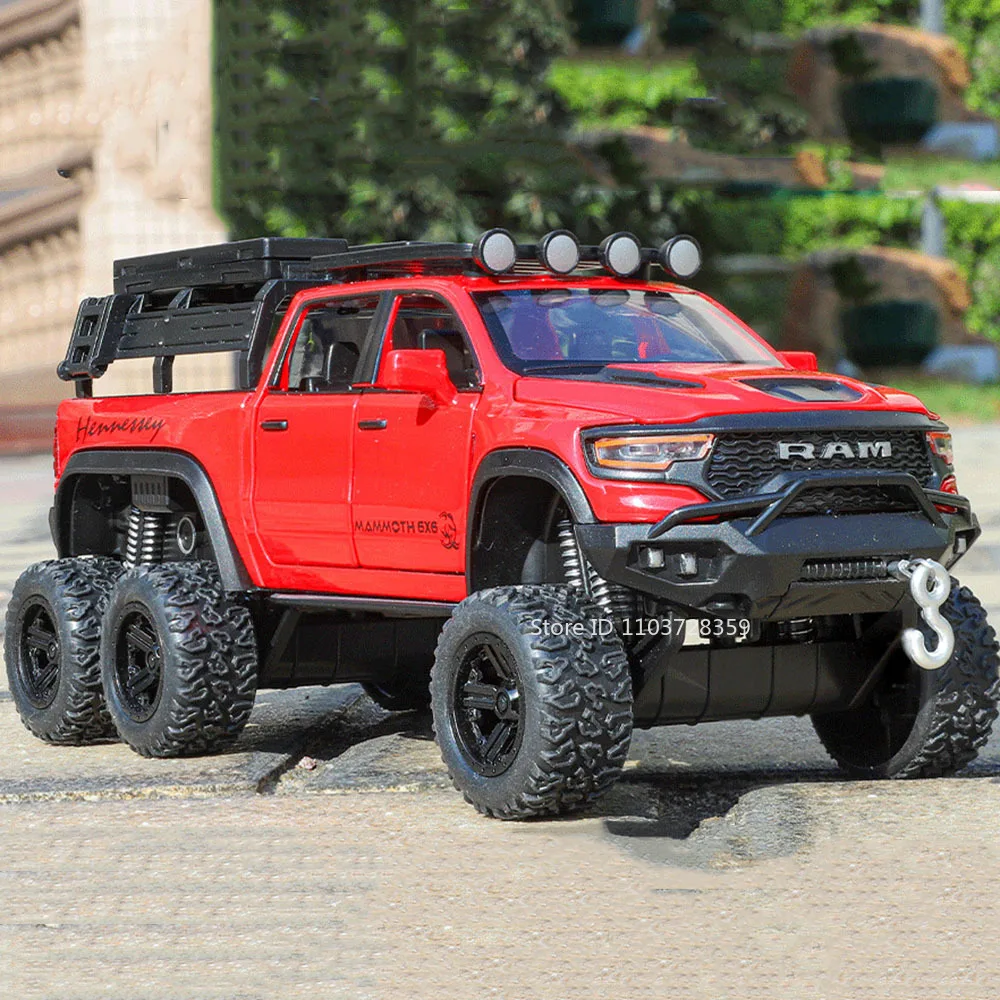 

1:32 RAM TRX Model Car Toys Charger 1970 Alloy Diecast Off-road Cars Sound Light Doors Opened Pull Back Toy Models Kids Gifts