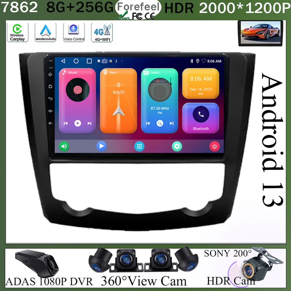 9 Inch Carplay Android Car Radio For RENAULT KADJAR 2015 - 2019 Multimedia Center Bluetooth 4G Wifi Rear Camera Touch Display