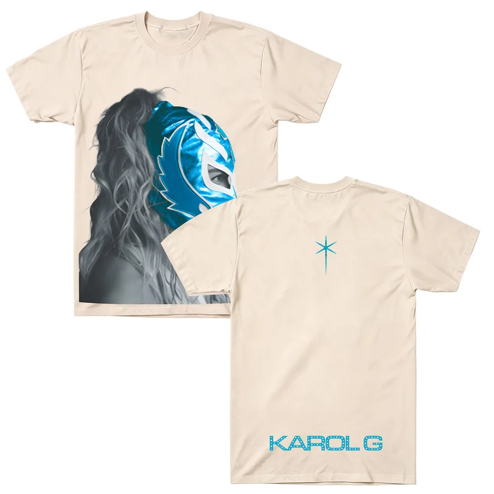 Limited Edition Cream Luchador Mask Tee Karol G Fashion Casual Printed T Shirt Unisex Summer Cotton Short Sleeve O Neck Tops Tee