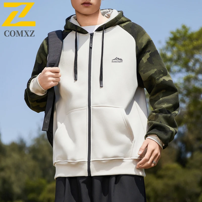 New Hooded Cardigan Jacket 2025 Winter New Fashion Color Matching Design Windproof Warm Top Casual Versatile Mountain Print Coat