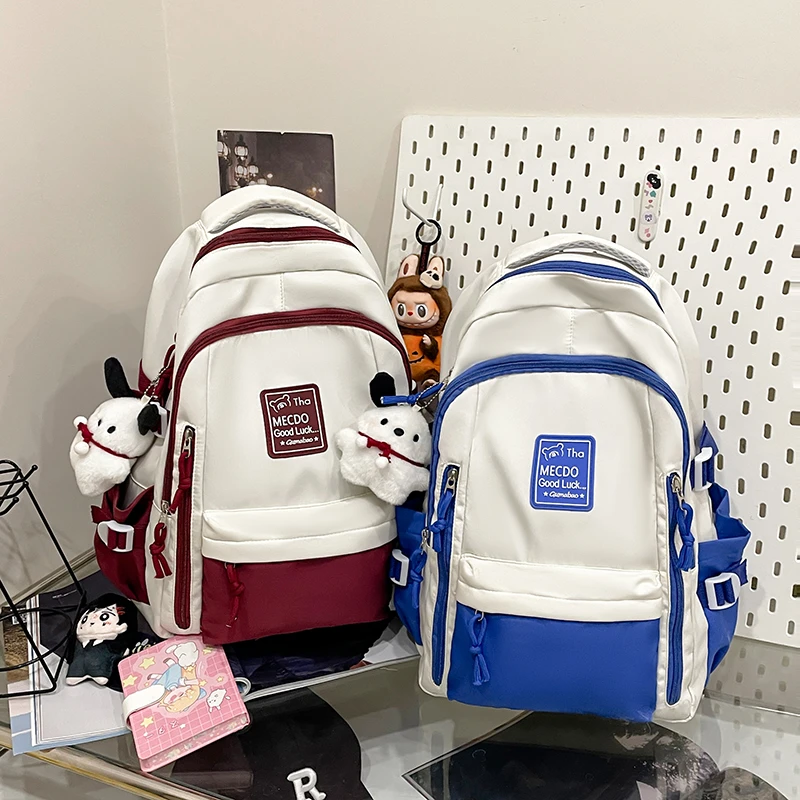 Fresh Versatile Color Blocked Student School Bags Lightweight Large Capacity Multi-layer Storage Computer Backpack Campus Travel
