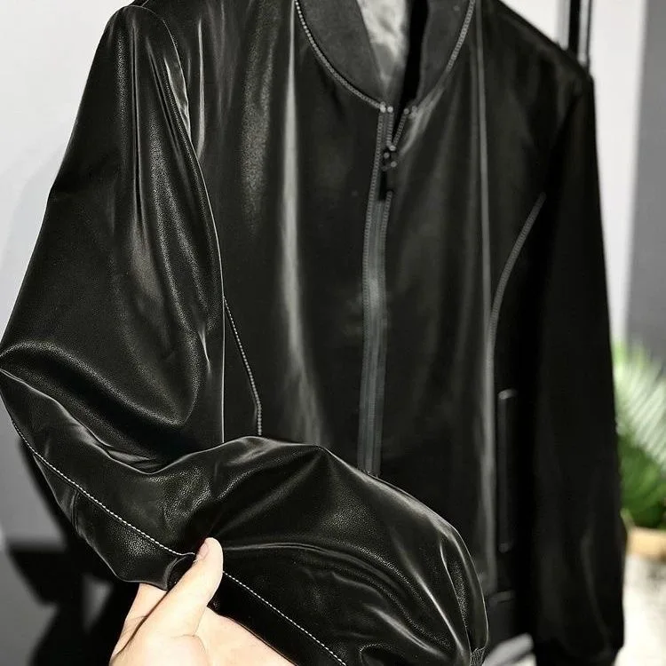 

Новая зимняя модная мужская куртка из искусственной кожи на подкладке, повседневная ветрозащитная холодостойкая теплая верхняя одежда, пальто