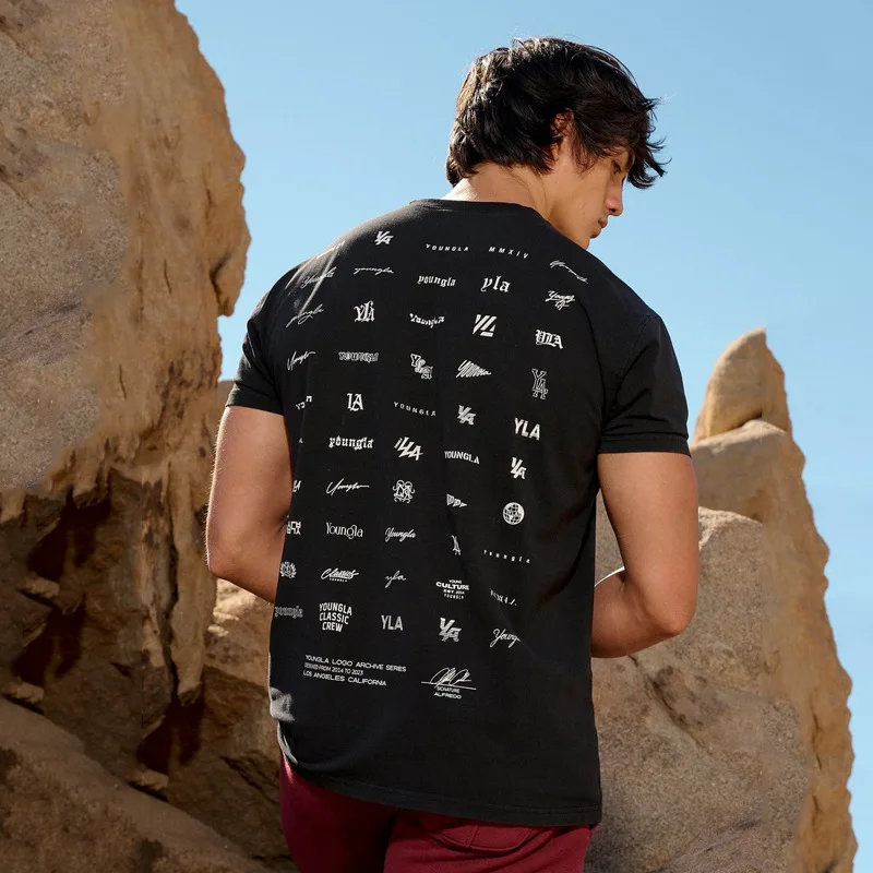 YA-Camiseta de gran tamaño para hombre, novedad de verano, deportes, Fitness, algodón, cuello redondo, estampado, manga corta, Joggers, gimnasio, correr, entrenamiento