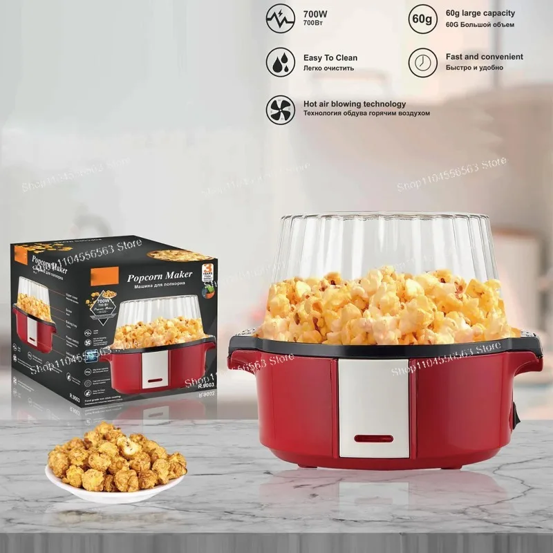 Popcorn Maker Multifunctional Transparent Lid Full Automatic Small Electric Popcorn Machine for Home