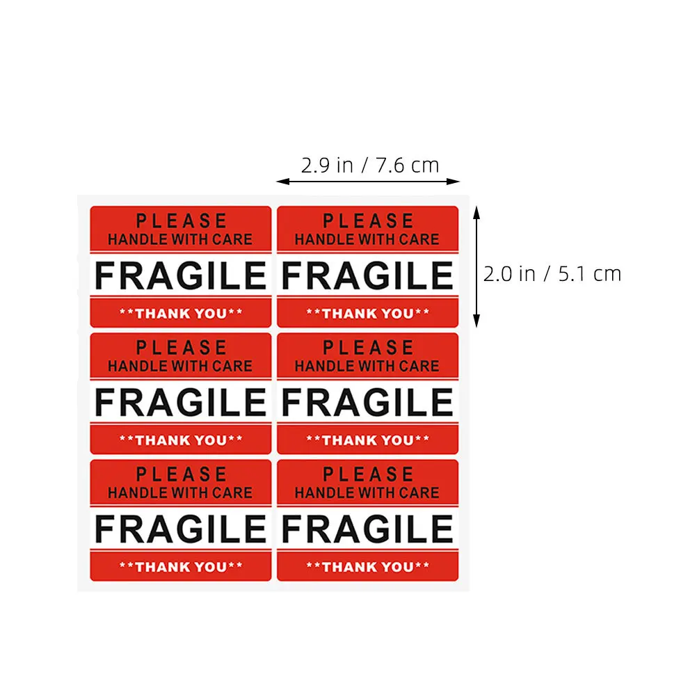 20 Sheets Fragile Warning Stickers Durable Self-Adhesive Shipping Labels Packing Caution for Glass Ceramics Electronics