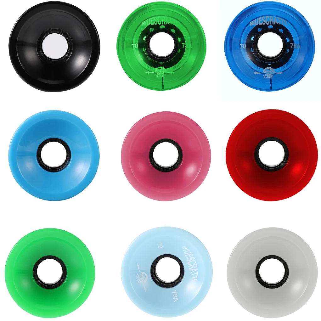 4 Pcs/set Skateboard Wheels 82A PU Wheels Roller Skate Longboard Tires with Bearing, Cyan
