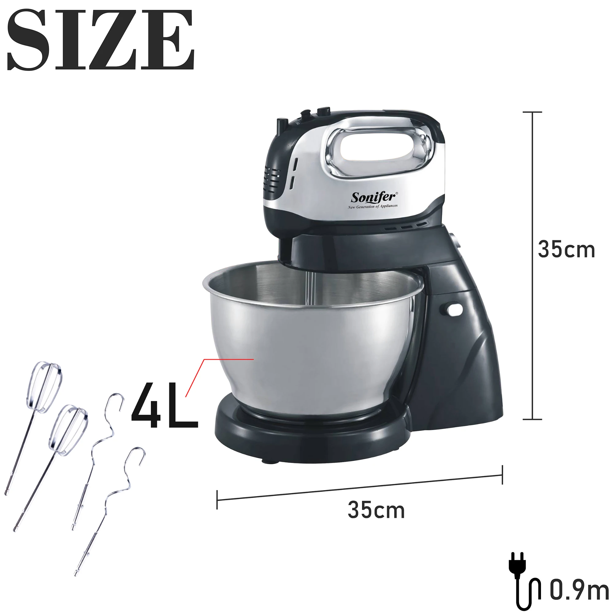 Mikser na stojaku profesjonalny pomoc kuchenna Chef Machine 250W Blender do żywności Cream Whisk ciasto miksery z 3L Bowl Charm Sonifer