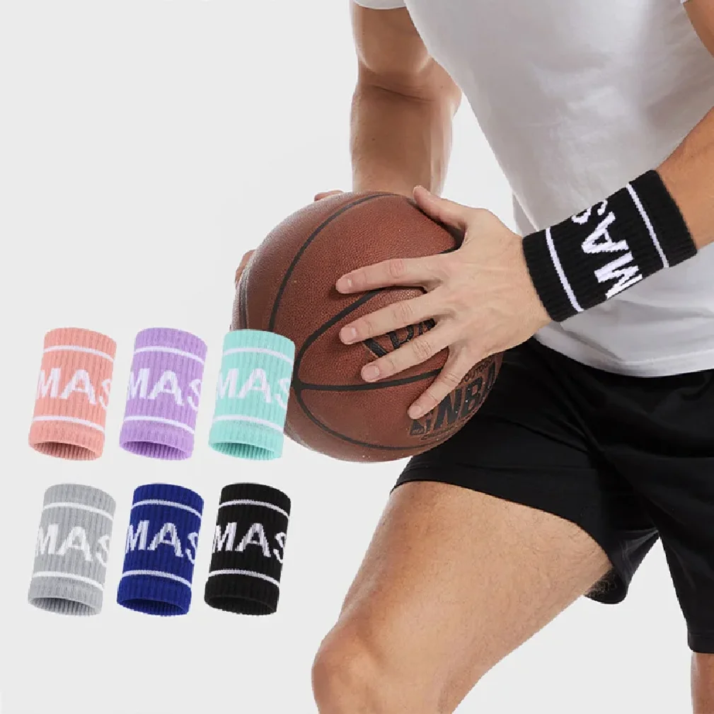 1 Pair Elastic Sport Wristband Basketball Volleyball Wrist Guard Golf Tennis Sweatband Wrist Band Fashion Colorful Wrist Support